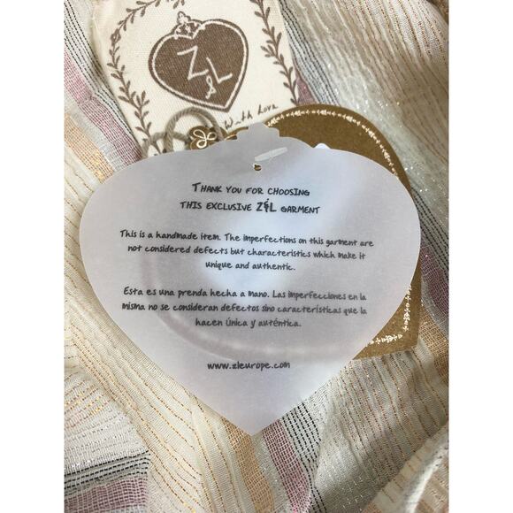 Z&L Golden Slumbers Metallic Stripe Cotton Kaftan Dress NWT US MEDIUM/LARGE - Picture 14 of 16